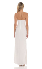 Strapless Mesh Sequin Slit in White